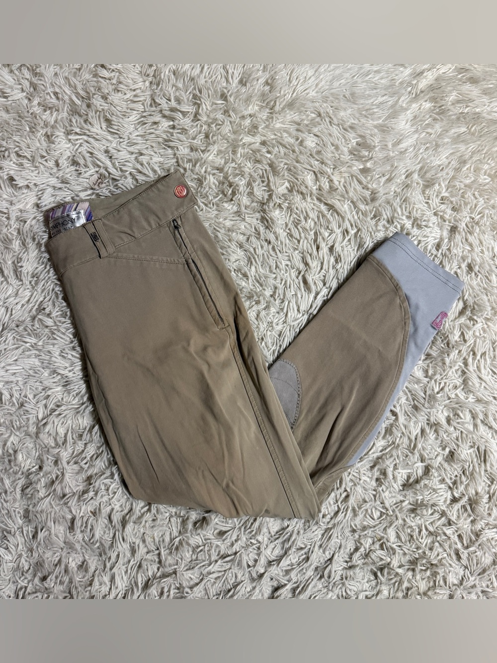 Women’s Size 28R Tan Tredstep Knee Patch Horseback Riding Breeches. Wear shown.